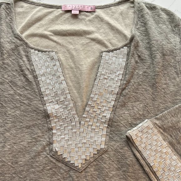 CALYPSO Saint Barth french terry top with embellishments SIZE S - Picture 3 of 4